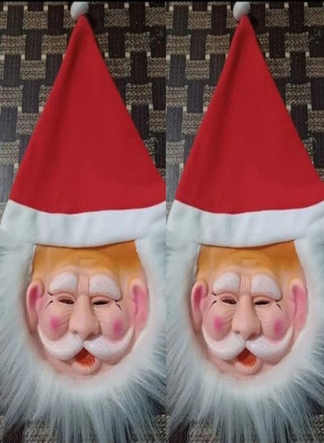 SAI PRASEEDA قبعة بابا نويل مع قناع من ساي براسيدا - عبوة من 3 قطع | لون أحمر وأبيض | قبعة عيد الميلاد مع قناع بابا نويل للأطفال والكبار، إكسسوار مثالي لحفلات وأعياد الميلاد CAMSK1 - Image 4